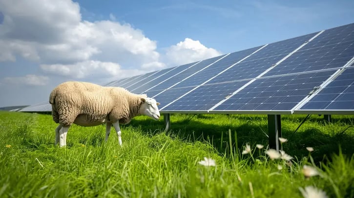 Farm Livestock and Solar Panels